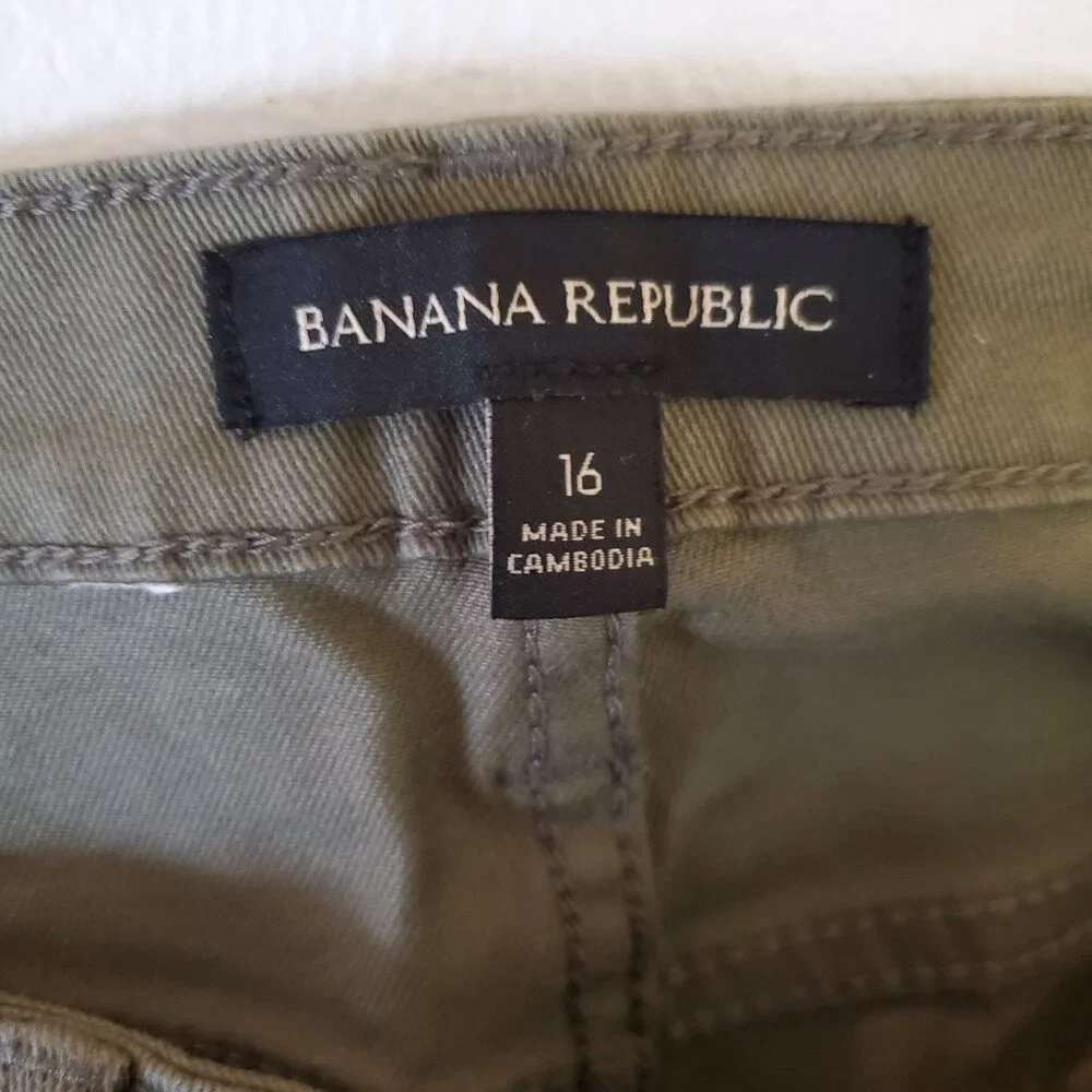 Banana Republic Womens Olive Green Utility Pants Size 16 Cotton Blend With Pocke - Picture 5 of 8